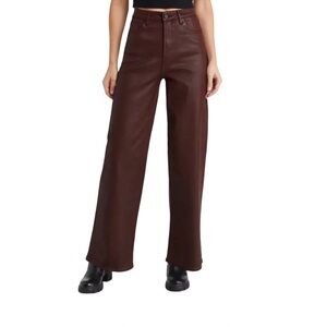 BlankNYC Franklin Ribcage Coated Denim Flare Pant Coffee‎ Talk Size 25 NWT